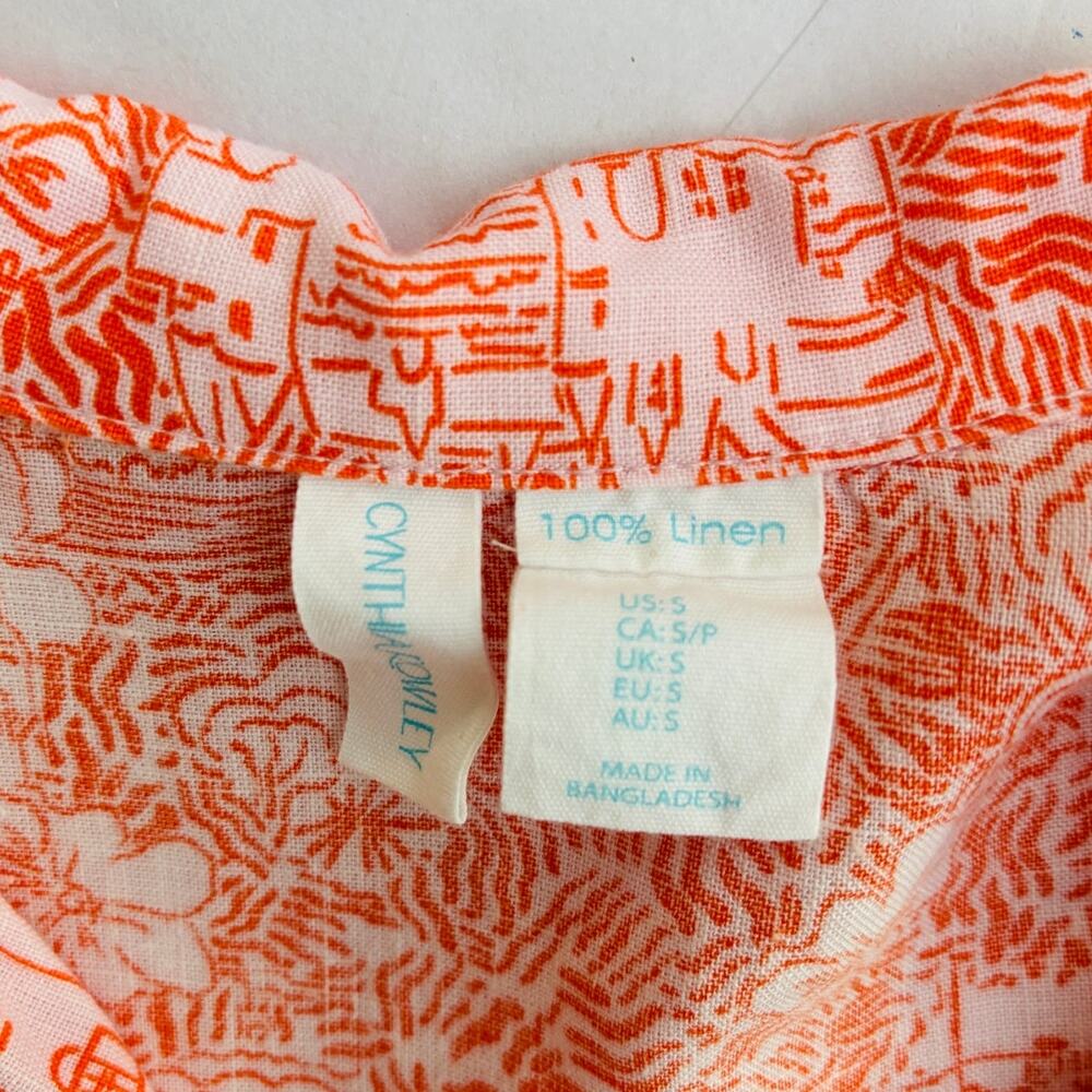 Cynthia Rowley Landscape Linen Shirt Blouse Small Summer Resort - Picture 7 of 8